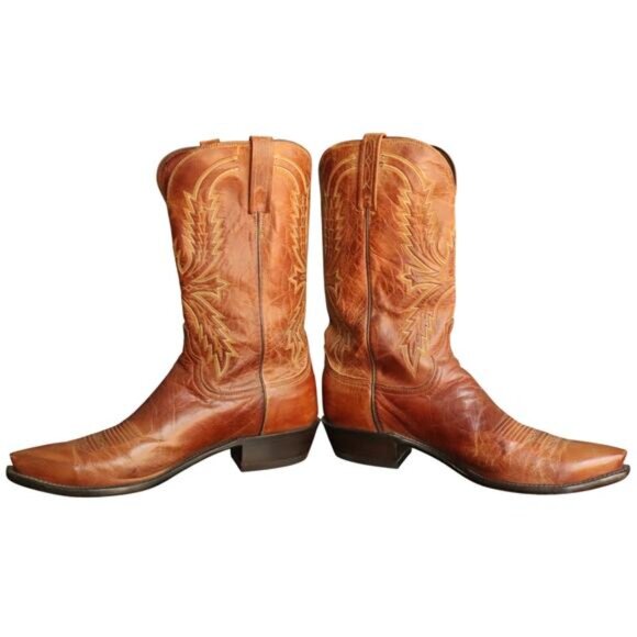 Lucchese 1883 Crayton Mad Dog Goat Tan Brown Leather Cowboy Boots Mens 11.5 2E main image 9